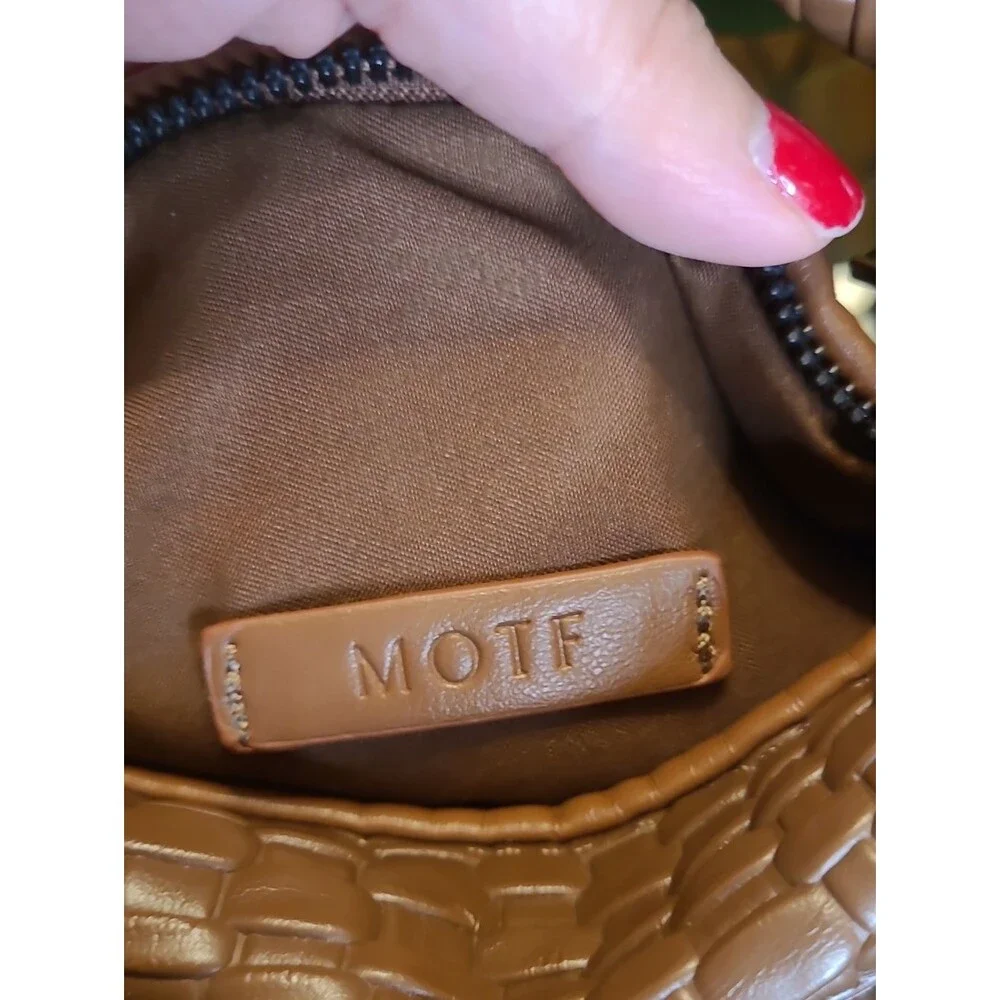 MOTF Premium Vegan Leather Textured Bagette HandBag - Brown Purse - Bow Detail